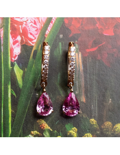 Pendientes de Oro Rosa con Zafiros y Diamantes | PR Joyeros