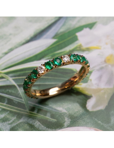 Anillo de Eternidad en Oro con Esmeraldas y Diamantes – Atemporal