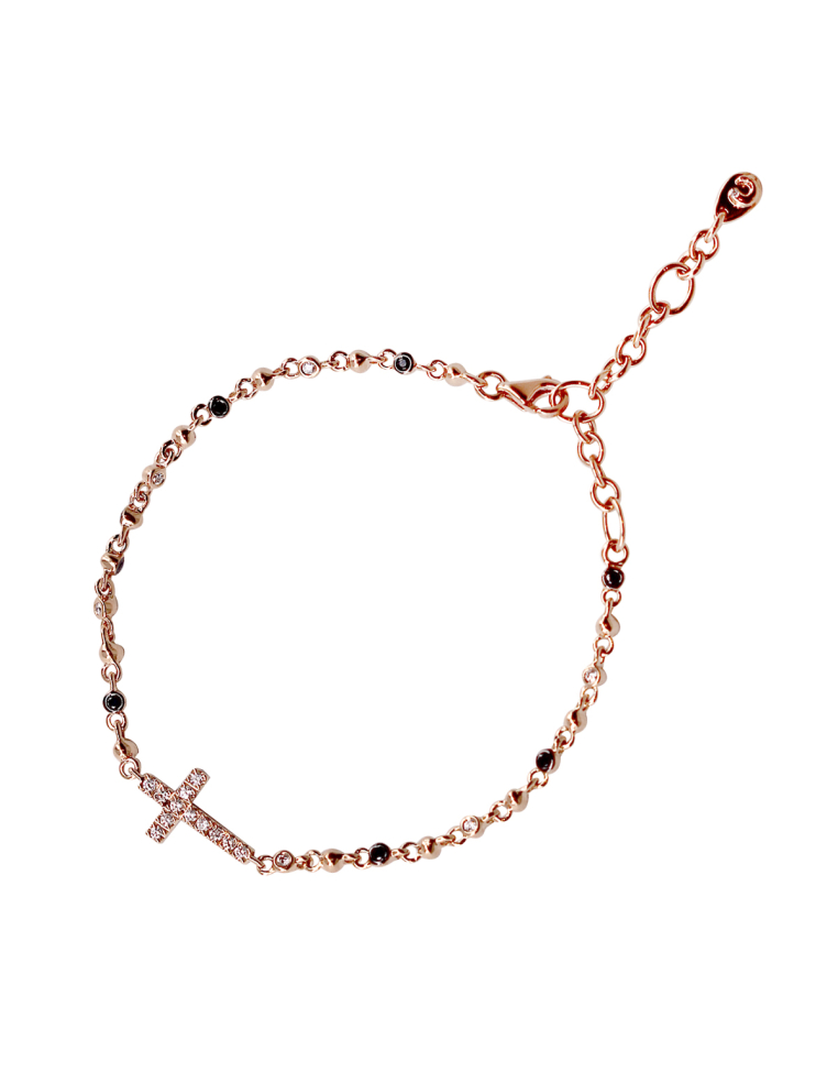 Gold bracelet with two-tone diamond cross - Sophistication and style