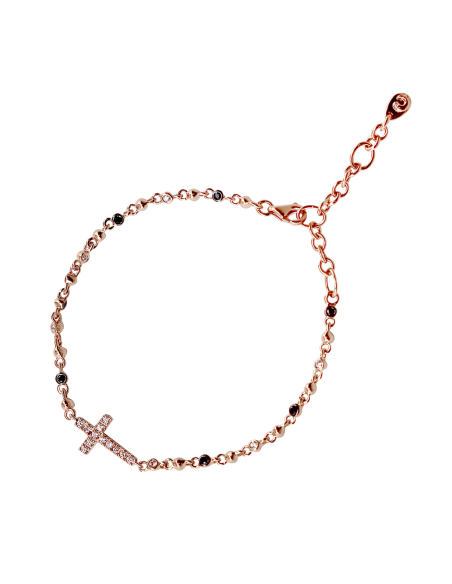 Gold bracelet with two-tone diamond cross - Sophistication and style