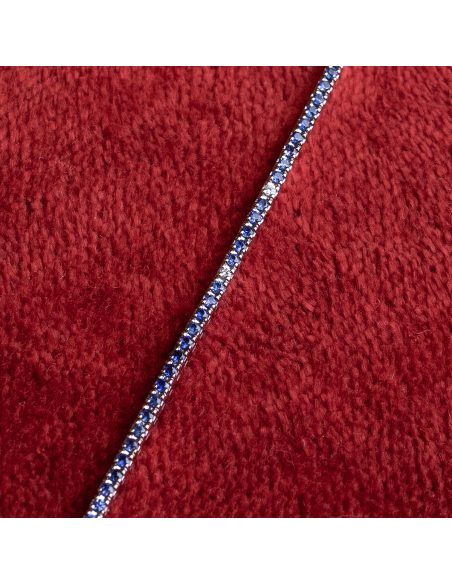 Rivière bracelet in white gold with sapphires and diamonds