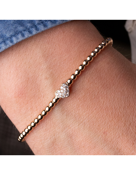 Pulsera elástica de oro con corazón de diamantes – Amor y elegancia