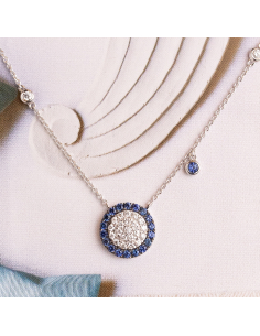 White Gold Necklace with Diamonds and Sapphires - Brilliant Sophistica