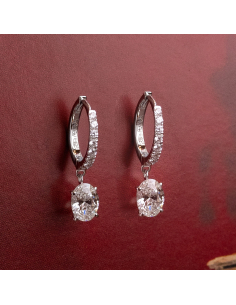 Pendientes Oro Blanco 18Kt con Diamantes Oval | Elegancia Impactante