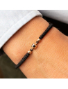 Pulsera macramé negra con oro rosa y diamante black – PR Joyeros