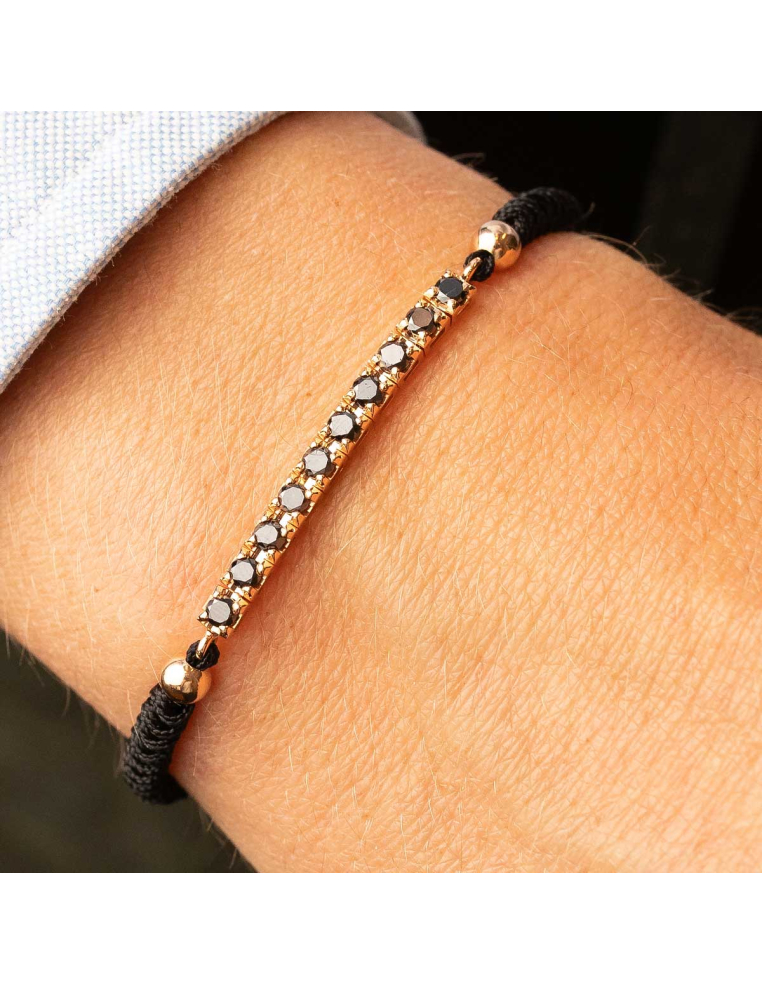 Pulsera Diamantes Negros Oro Rosa | Elegante y Audaz | PR Joyeros