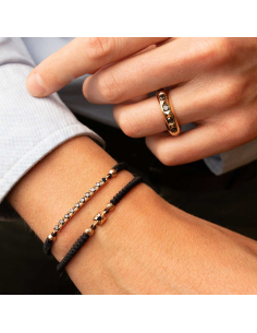 Pulsera macramé negra con oro rosa y diamante black – PR Joyeros 2