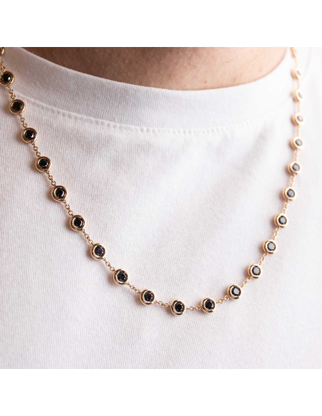 Collar oro rosa con diamantes negros – Elegancia moderna | PR Joyeros