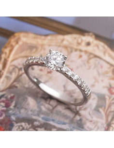 Hikari Engagement Ring 18Kt White Gold with Diamonds | PR Jewellers