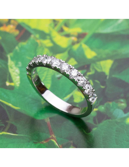 Anillo Alianza de Oro Blanco con Diamantes Brillantes | PR joyeros