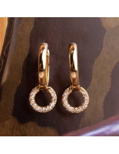 Pendientes de aro en oro 18Kt con diamantes | Diseño chic y elegante