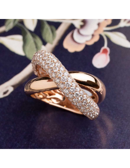 Anillo de oro rosa con diamantes talla brillante | PR Joyeros