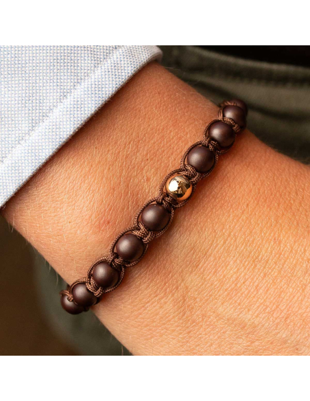 Pulsera de macramé con cerámica y oro rosa 18Kt | PR Joyeros