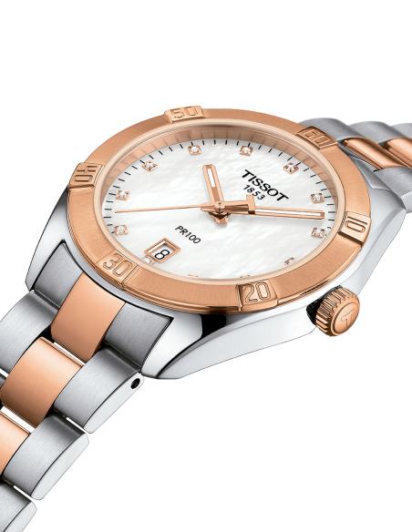 Tissot PR 100 Cuarzo Dama Oro Rosa Diamantes | PR Joyeros