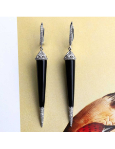 White gold earrings with onyx and diamonds - Bold elegance