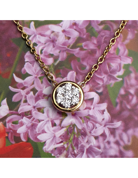 18K gold necklace with central diamonds - Minimalist Luxury - PR Joyer