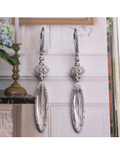 18kt white gold with diamonds and quartz long earrings - PR Joyeros