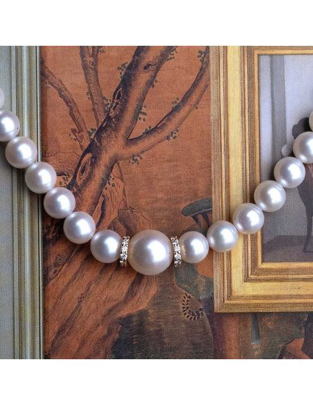 Collar de perlas con oro 18Kt y diamantes – Elegancia atemporal