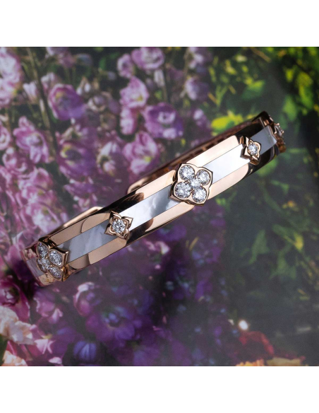 18kt rose gold bracelet with mother of pearl and diamonds | PR Jewelle