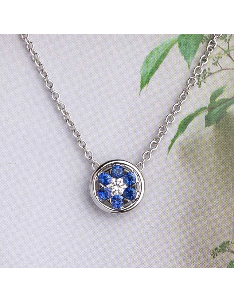Collar de oro blanco con zafiros y diamante – PR Joyeros