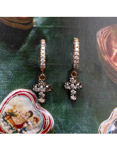 Pendientes de aro en oro rosa con diamantes – Lujo chic PR Joyeros