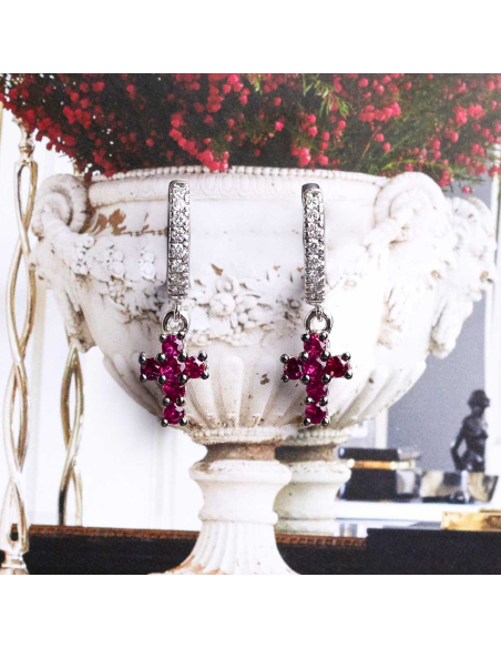 Diamond and ruby hoop earrings - Exclusive Elegance