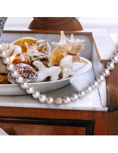 Pearl necklace with rose gold and brilliant diamond - PR Joyeros