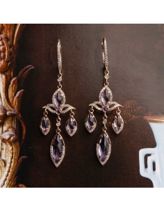 Pendientes de oro rosa con amatistas y diamantes – PR Joyeros