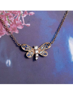 Collar mariposa oro rosa con diamantes y zafiros – PR Joyeros