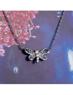 Collar mariposa oro blanco con diamantes y zafiros – PR Joyeros