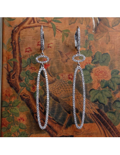 Pendientes largos oro blanco y diamantes brillantes – PR Joyeros