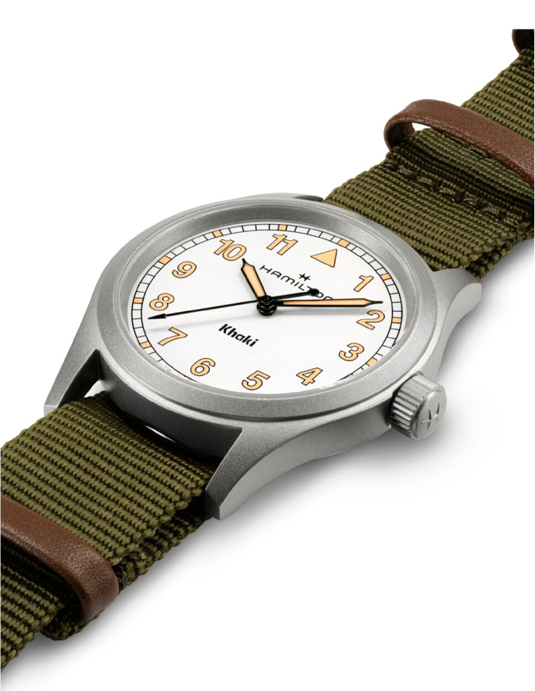 Reloj Hamilton Khaki Field Quartz Esfera Blanca
