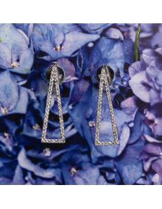 Triangular Earrings in White Gold with Diamonds - Modern Style