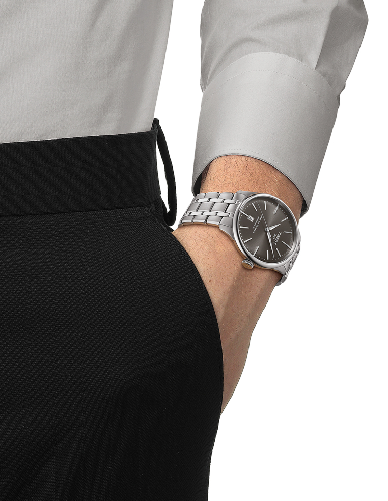 Tissot Chemin des Tourelles: Elegancia atemporal en gris.