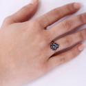 RING WITH BRIGHT BLUE TOPAZ AND SAPPHIRE
