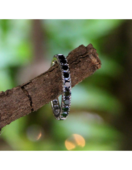 White Gold Ring with Black Diamonds | Everyday Elegance and Style