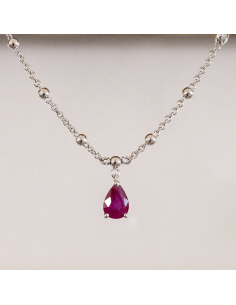 White Gold and Ruby Pear-Shaped Necklace with Diamond – PR Jewelers