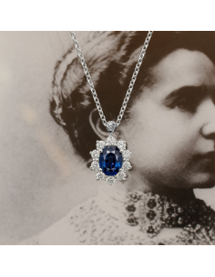 Collar de oro blanco con zafiro y diamantes | PR Joyeros