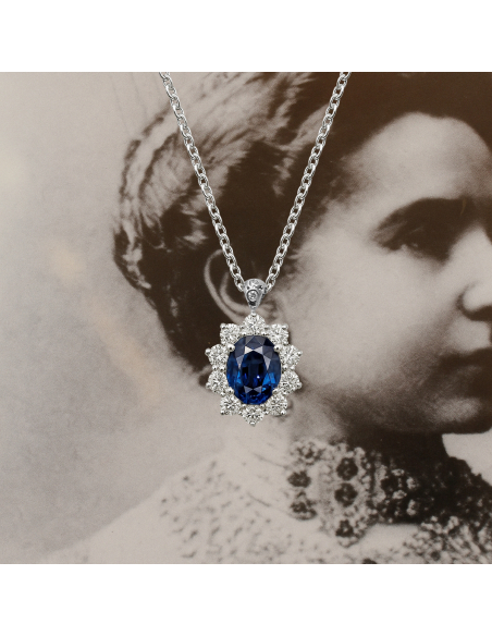 Collar de oro blanco con zafiro y diamantes | PR Joyeros