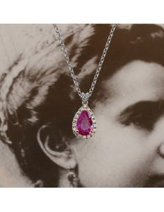 18K white gold and pink sapphire necklace with diamonds – PR Joyeros