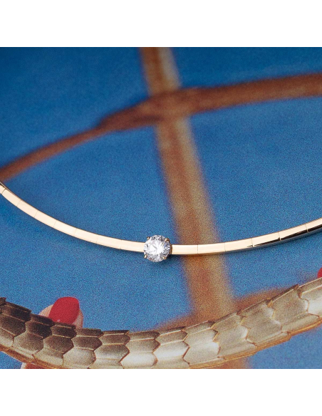 Gargantilla oro rosa 18Kt con diamante · Elegancia moderna | PR Joyero