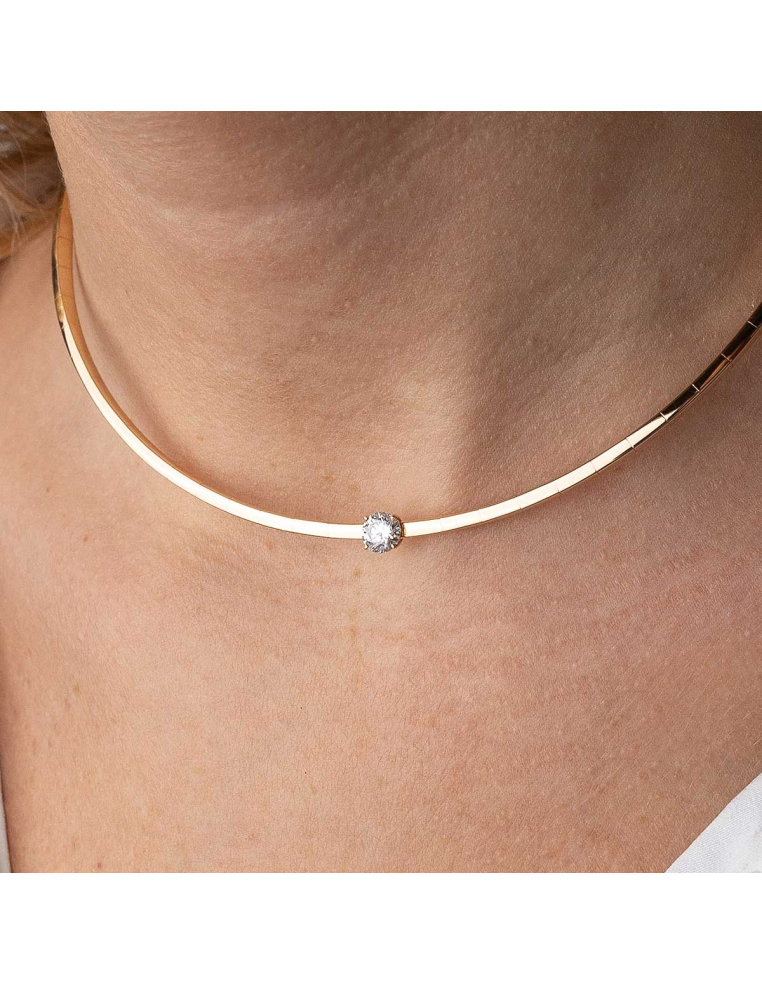 Gargantilla oro rosa 18Kt con diamante · Elegancia moderna | PR Joyero