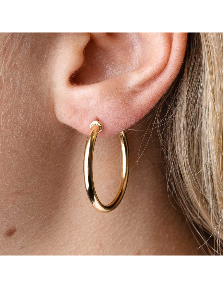 Pendientes aro oro amarillo 18Kt 30mm · Elegancia chic | PR Joyeros