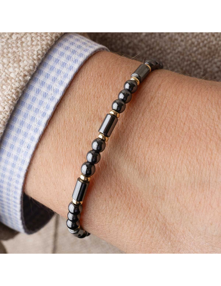 18K gold and hematite macramé bracelet – Versatile elegance | PR Jewel