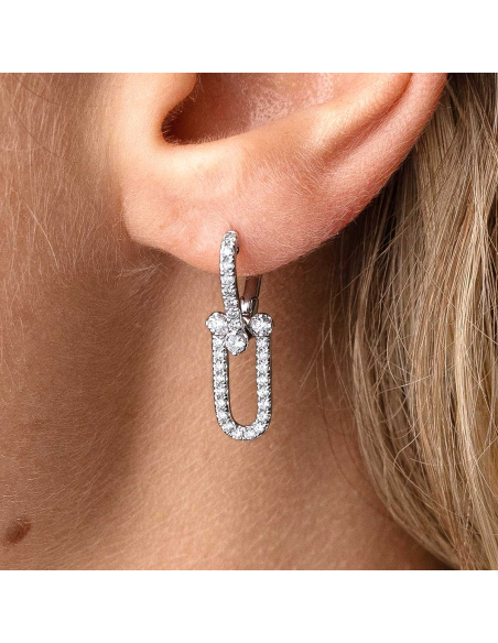 Pendientes Oro Blanco 18Kt con Diamantes | Lujo Moderno