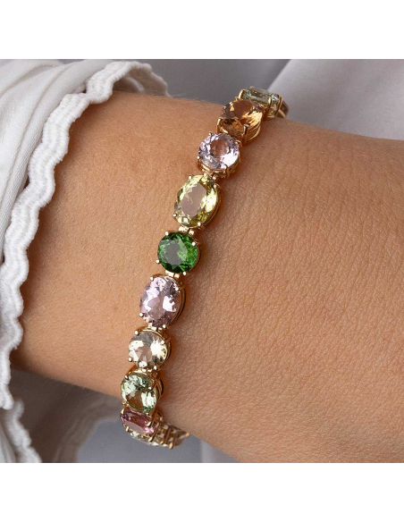 Pulsera oro 18kt con turmalinas multicolor | Elegancia PR Joyeros