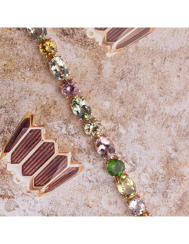 18kt gold bracelet with multicoloured tourmalines | Elegancia PR Jewel