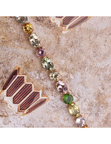 18kt gold bracelet with multicoloured tourmalines | Elegancia PR Jewel