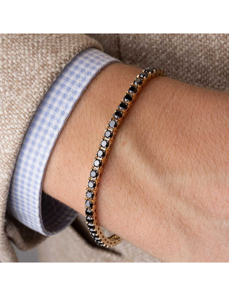 Pulsera riviere oro rosa con diamantes black – PR Joyeros