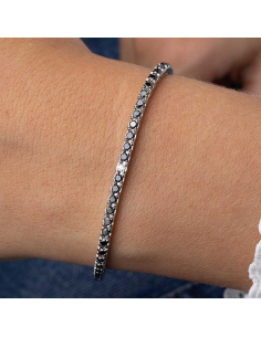 White gold river bracelet with white and black diamonds – PR Jewellers 2